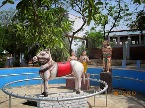 The sacrificial horse of Sri Rama's Aswamedham captured by Lava and Kusha